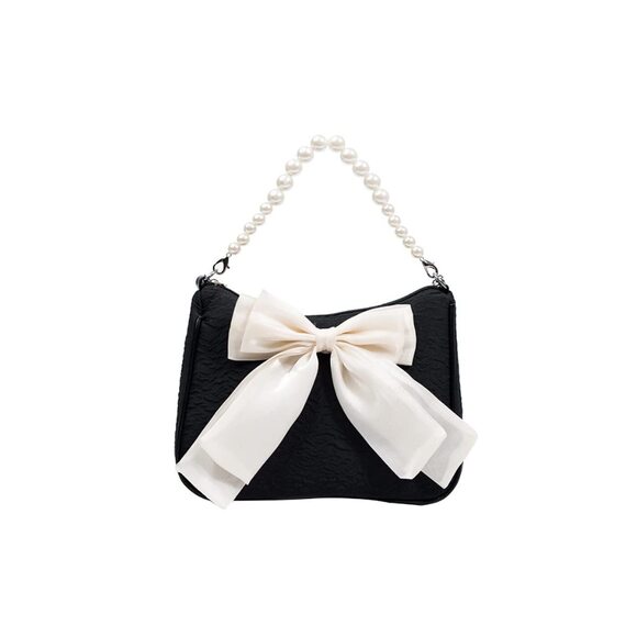 Handbags - 7561 Bow-knot Crossbody Bag Pearl Chain Handbag Small Square Bags